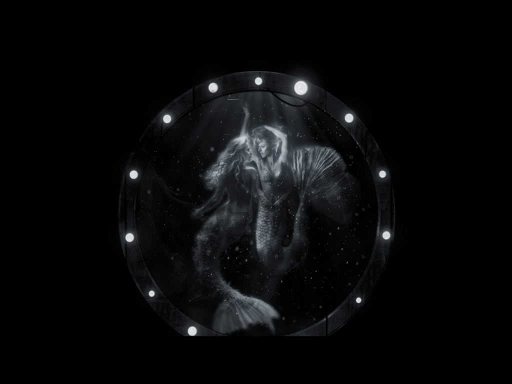 Silueta artística dentro de círculo luminoso